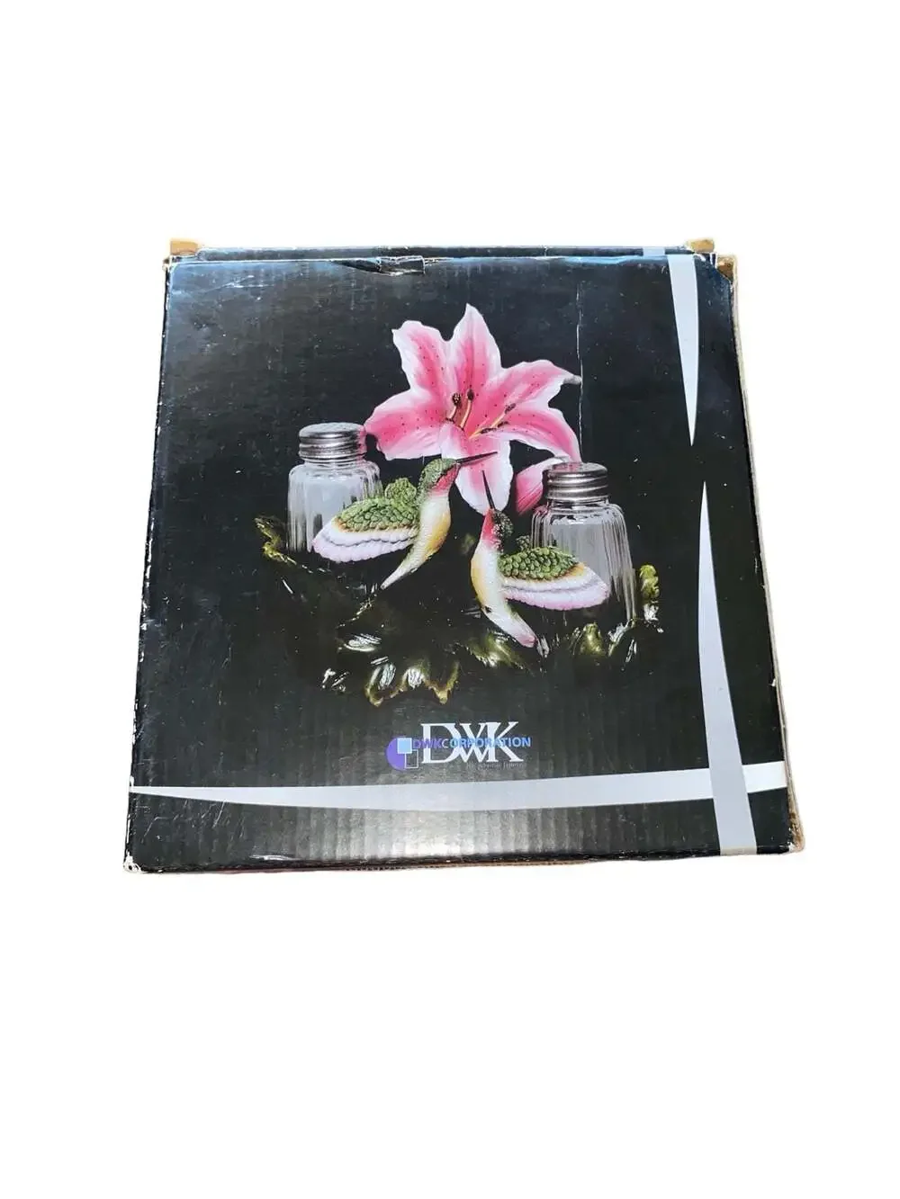 DWK Corporation Decorative Hummingbird and Lily Salt and Pepper Shaker Holder